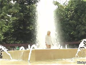 blond made to bath in public flow